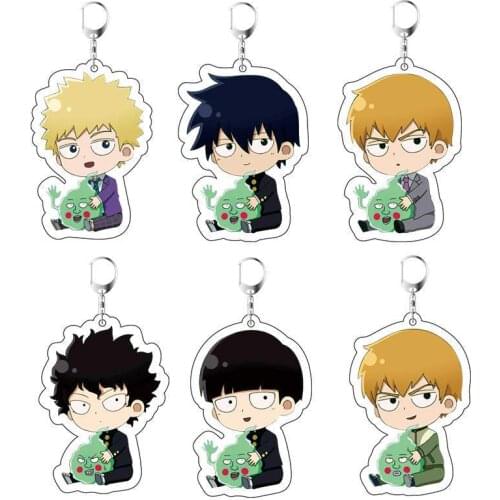 Mob Psycho 100 Keychain Anime Cartoon Figure Mobu Saiko Hyaku Kageyama Shigeo Kageyama Ritsu Acrylic Key Ring
