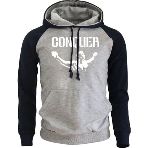 Brand Clothing Hoodies 2018 New Fashion Print Arnold Quote Conquer Pose Lifting Casual Sweatshrit For Men Tracksuit Raglan Hoody