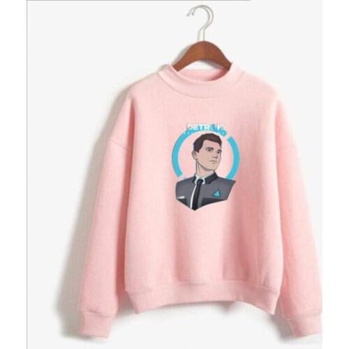 Detroit : become human pink Hoodies Women Men Harajuku Sweatshirt winter Kawaii Cartoon Long Sleeve Fleece Turtleneck Tracksuit