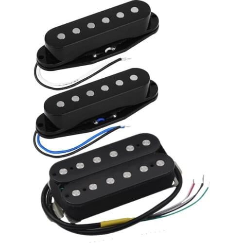 FLEOR 3pcs Black Alnico 5 Guitar Pickups SSH Set Single Coil Pickup & Humbucker Pickup Alnico for ST SQ Guitar Parts