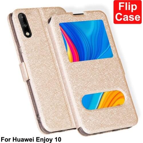 Open Window flip case For Huawei Enjoy 10 Case 6.39" PU Leather phone cases For Huawei Enjoy10 coque ART-AL00x shell back cover