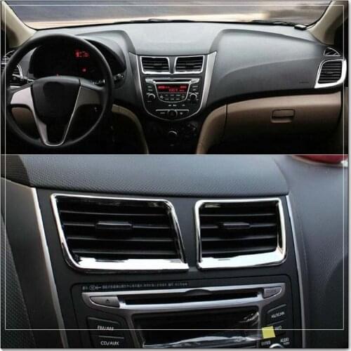HOT ! ABS chrome trim Car accessories interior outlet decoration ring For Hyundai Solaris Verna 2011 2012 2013 2014 2015