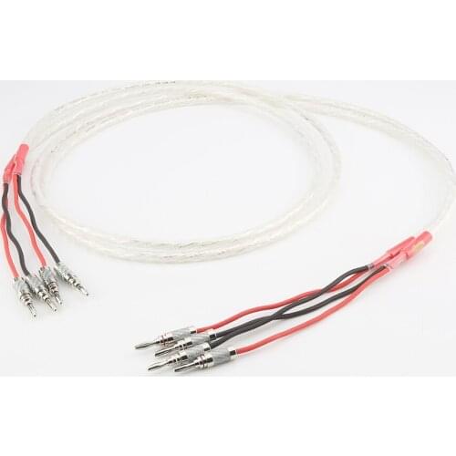 One Pair HIFI Rhodium-plated Speaker Cable Hi-end 6N OCC Speaker Wire