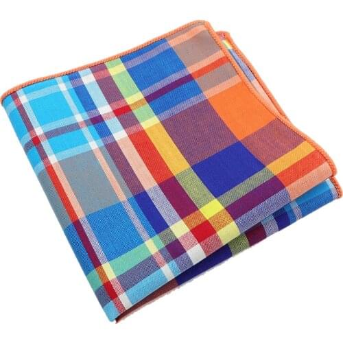 Classic Plaid Handkerchief 100% Cotton Hankie 23cm Women&Men Casual Party Pocket Square Gift Tuxedo Bow Tie Accessory