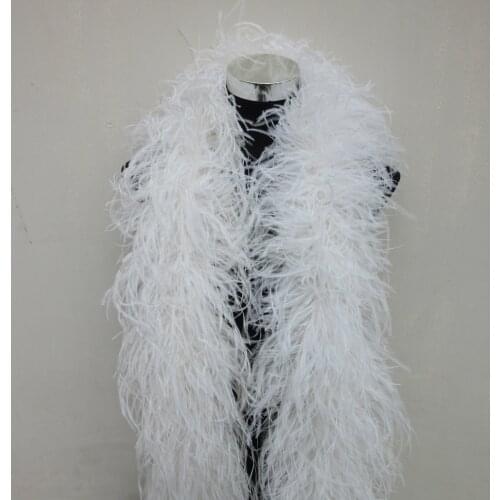 Beautiful 6ply Fluffy White Ostrich Feather Boa Plumas De Faisan Craft Decoration Home Carnival Celebration Plumes