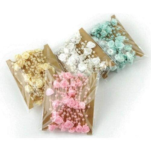 5 Meter Fishing Line Pearls Beaded Ribbon Flower Bouquet Garland Wedding Decor