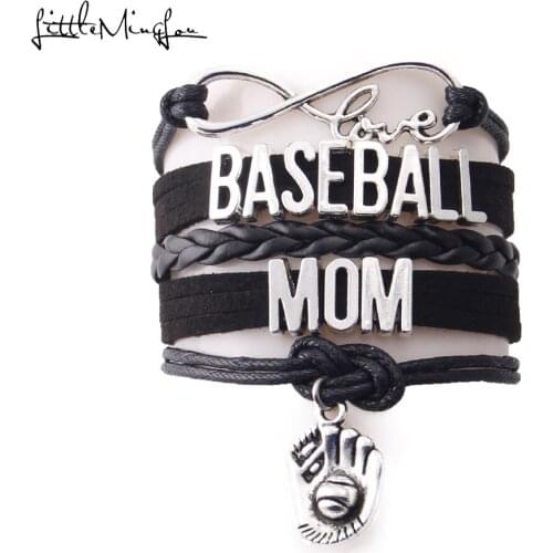 Little MingLou Infinity Love Baseball mom bracelet Baseball gloves charm leather wrap bracelets & bangles for women jewelry