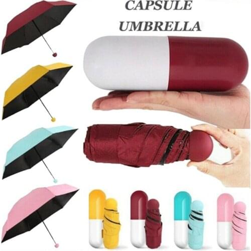 Mini Folding Capsule Clear Umbrella With Pill Package Box Pocket Parasol Rain Anti-UV Portable Travel Umbrella Mini Umbrella