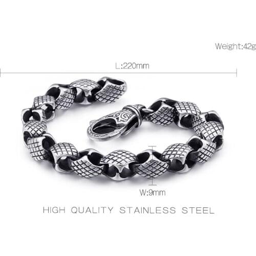 Fashion Vintage Stainless Steel Snake Chain Linking Bracelets Men 22cm Metal Link Chain Armband Jewelry