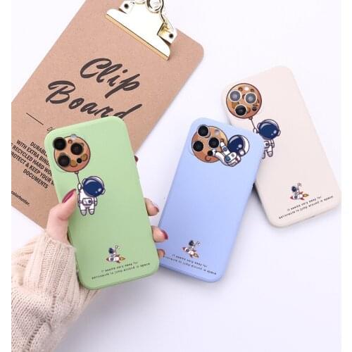 Cartoon Space Shockproof Phone Case For iPhone 11 12 Pro Max Mini X XR XS Max 7 8 Plus SE 2020 Back Cover Cute Astronaut Funda