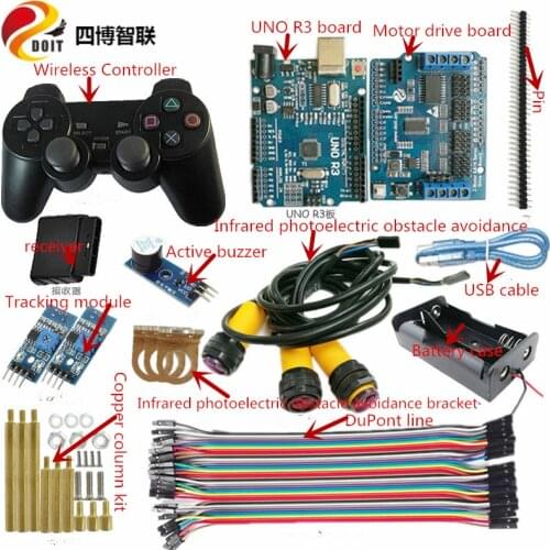 SZDOIT Handle Control Automatic Tracking IR Obstacle Avoidance Kit Tank Track Crawler DIY Control suite