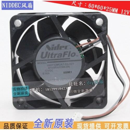 NEW NIDEC U60T12MUA7-53J321 12V 0.16A 6025 6CM silence cooling fan