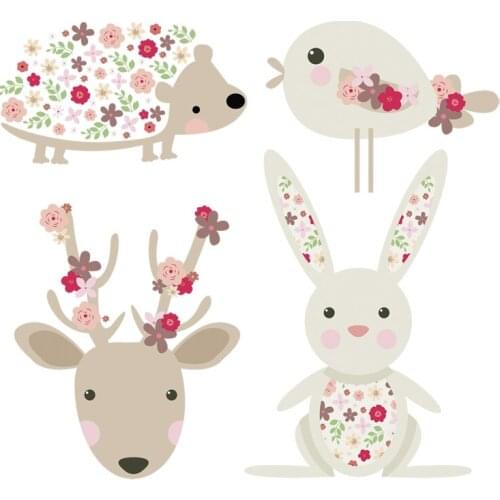 The new Kawaii Cute Animal Stickers Bird Hedgehog Rabbit Deer Patches Heat Transfer Diy Accessory Easy To Use Washable Stickers