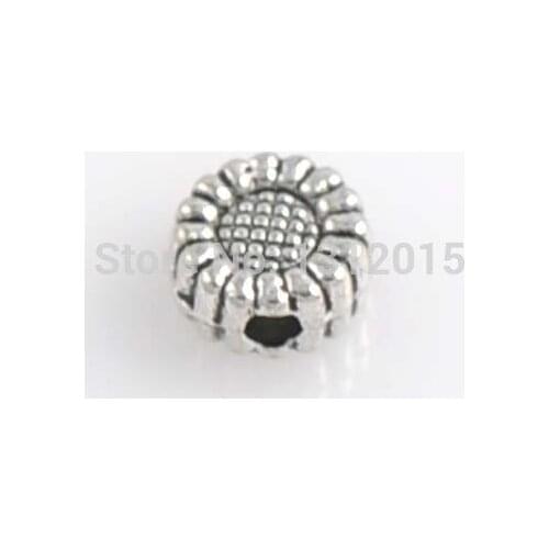 Wholesale Beads!Hot sell Antique Silver Alloy Spacer Beads Sunflower Jewelry Making Supplies 6x3mm,100Pcs,YTC0142