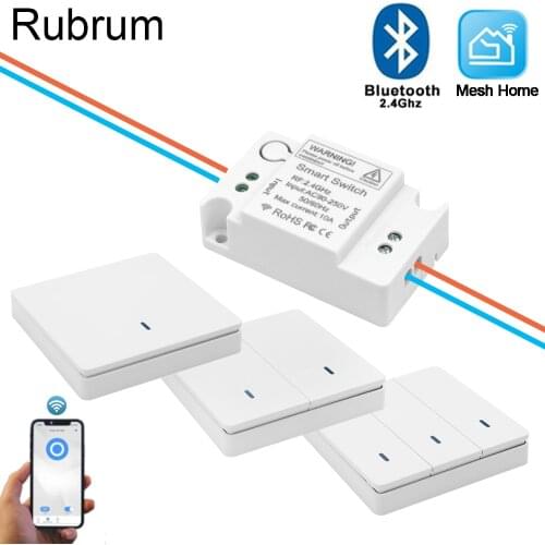 Rubrum 220V Smart Home Light Swtich Controller 2.4GHz Relay Receiver 86 Wall Panel Push Button Swtich App Control For Light Home