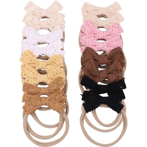 2.7Inch Newborn Elastic Hair Bands Lace Hair Bows Baby Headband For Girls Nylon Headbands Turban Headwear Kids Hair Accessories