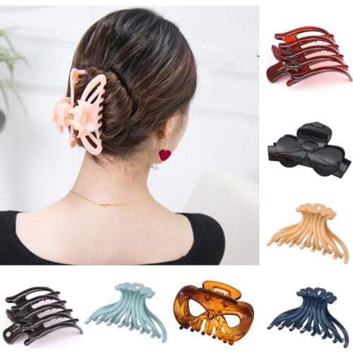 QSimple Elegant Plastic Flower DIY Hair Claw Clamps Women Ladies Barrettes Claw Clip Hairpin Hairgrips Hair Accessories Headwear