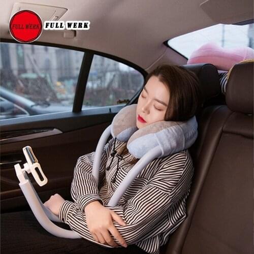 Adjustable U-shape Car Phone Bracket Mount Holder 2 In1 Lazy Memory Foam Neck Pillow Head Sleep Cushion Support