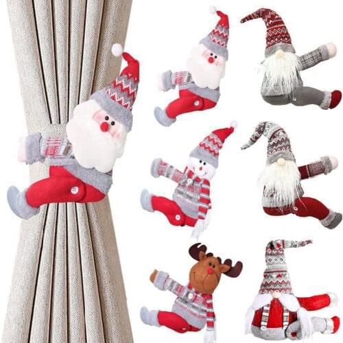 Santa Claus Elk Windows Christmas Curtain Decor Merry Christmas Decor for Home Christmas Gifts Navidad 2020 Happy New Year 2021