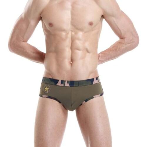 Seobean Swimwear Mens Swim Briefs Bikini Low Rise Swimming Shorts Camouflage Swimsuit Sexy Beachwear