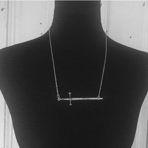 Silver- Sword- Necklace - Statement - Goth - Black Metal - Witchy - Jewelry - Knife - Necklace - Dagger - Tarot - Occult - Dark
