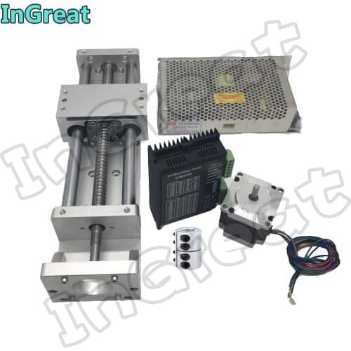 400MM Stroke Sliding Table Cross Slide Linear Rail Stage SFU1605 BallScrew Bench +Nema 23 Stepper Motor Driver Power Supply Kit
