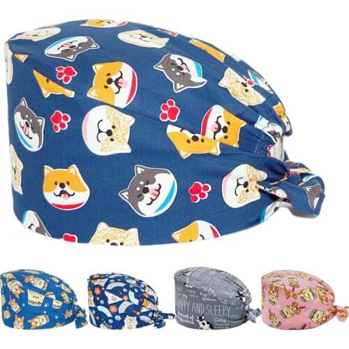 Unisex Scrub Caps 100% Cotton Dentist Operating Room Nursing Clinic Pet Veterinary Pharmacy Working Accessories Surgicals Cap
