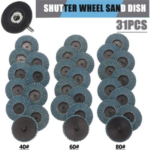 31pcs 2 inch 50mm Sanding Grinding Wheel Flap Disc Kit 40/60/80 Grits Angle Grinder Sanding Discs Abrasive Tool