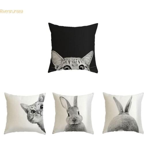 Nordic ins pillows cute cute cat rabbit hug pillowcase home decor sofa chair lumbar pillow