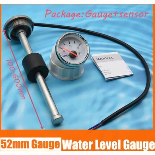 Universal 52mm Digital Water Level Gauge for 0-190ohm Boat Car Fuel Sending Unit Fuel Level Sensor Water Level Sensor fit yacht