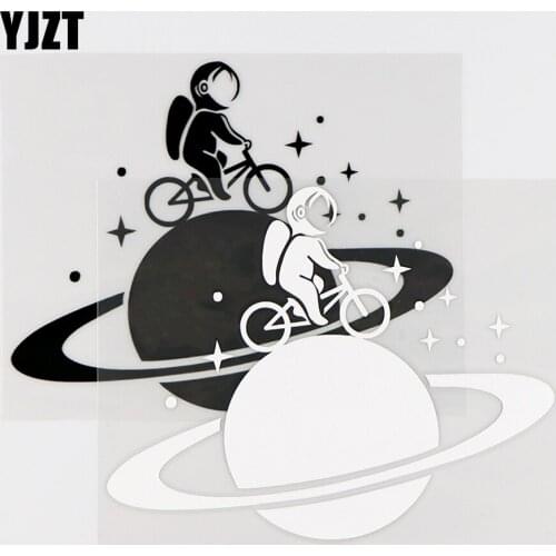 YJZT 14.5X11.5CM Planet Saturn Space Exploration Fun Car Window Bumper Car Sticker Vinyl Decals Black / Silver 10A-0356