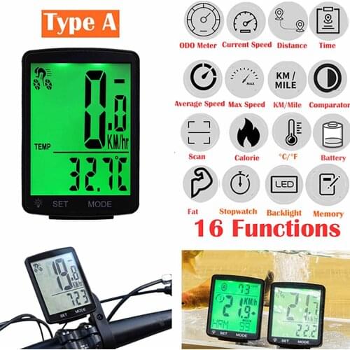 Waterproof Bicycle Computer 2.8inch Large Screen MTB Bike Wired Speedometer Odometer Stopwatch with LED Backlight