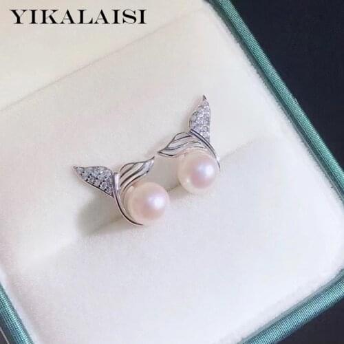 YIKALAISI 925 Sterling Silver Earrings Jewelry For Women 6-7mm Oblate Natural Freshwater Pearl Earrings 2021 New Wholesales