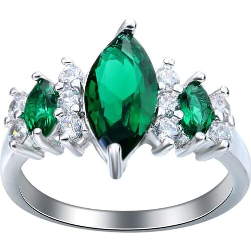 2016 Black silver plated for women pave green zircon wedding ring fashion high quality gift finger ring romantic jewelry gift