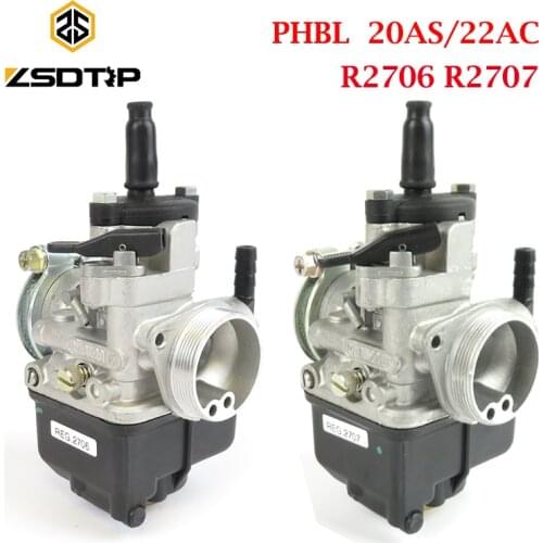ZSDTRP 2T PHBL R2706/R2707 Carburetor dellorto PHBL 20AS 22AS Manual Air For VESPA 50 Montesa
