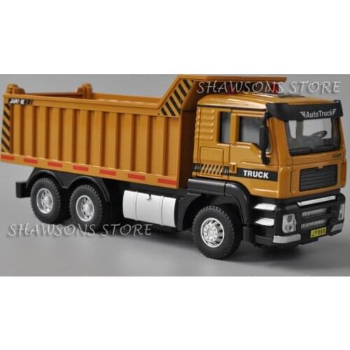 1:50 Diecast Metal Construction Vehicle Model Dump Truck Tipper Pull Back Toy With Sound & Light