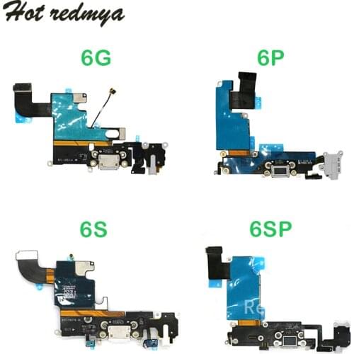 10pcs Charging Port Flex Cable for iPhone 6G 6 Plus 6S 6S Plus USB Dock Charger Headphone Audio Jack Repair Replacement Parts