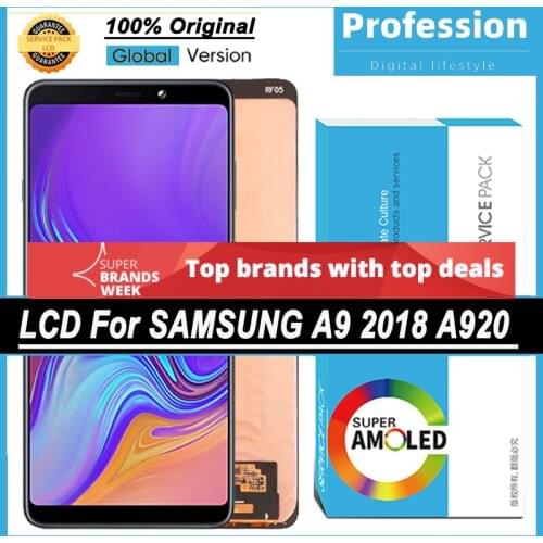 100% Original 6.3'' AMOLED Display for Samsung Galaxy A9 2018 A920 Full LCD Touch Screen Digitizer Assembly Repair Parts