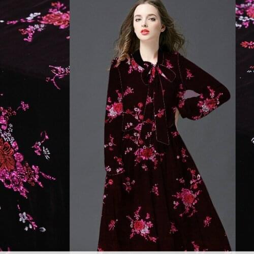 114cm wide bronzed silk velvet fabric meter impervious fashion dress silk fabric drape rayon fabric wholesale silk cloth