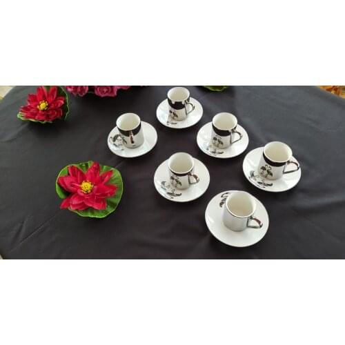 DOLBOVI Acar 12 Piece Mirrored cup Pike Plate Pattern Porcelain cup Pad mug кружка coffee cup cup