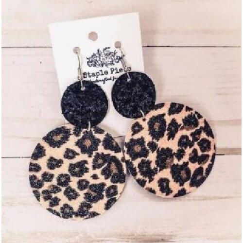 2021 Wholesale Classic Plush Leopard Earrings for Girl Animal Print Round Punk Pendientes Earrings Oorbellen Drop Long Earrings