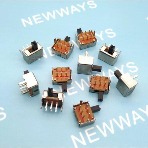 50Pcs/Lot Sk22D07 Toggle Switch 2P2T 2 Row 2 File 6 Foot Sliding Switch Handle 4Mm