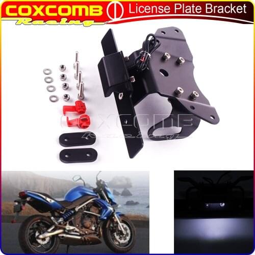 Aluminum Rear LED License Plate Mount Holder Frame For KAWASAKI ER-6N ER-6F NINJA 400 2009-2012 Motorcycle Fender Eliminator Kit