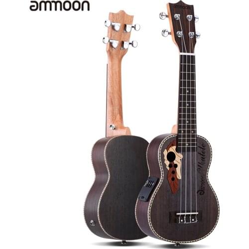 Ammoon Spruce 21" Acoustic Ukulele 15 Fret 4 Strings Stringed Musical Instrument with Built-in EQ Pickup
