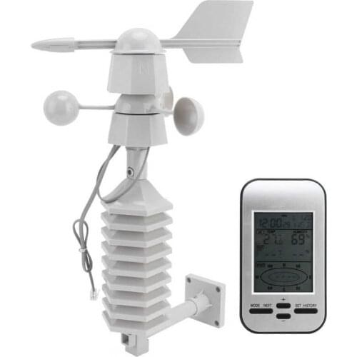Mini Wireless Anemometer Weather Station Clock Wind Speed Direction Wind Chill Temperature Humidity Meter Dual Mount Wind Sensor