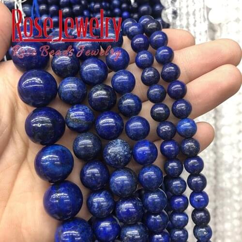 Free Shipping Lapis Lazuli Stone Beads Round Loose 15" Strand 4 6 8 10 12 14 16 mm Pick Size Beads For Jewelry Making Bracelet