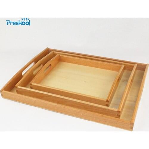 Baby Toy Montessori Wooden Tray Large Medium Small 3 Pcs Early Education Preschool Toys Brinquedos Juguetes