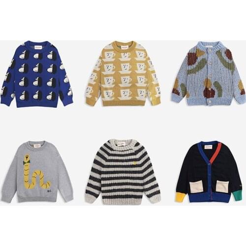 Kids Boys Sweaters bobo 2021 New Autumn Winter Baby Girls Sweater Cute Print Knit Cardigan Children Warm Cotton Outwear Clothes