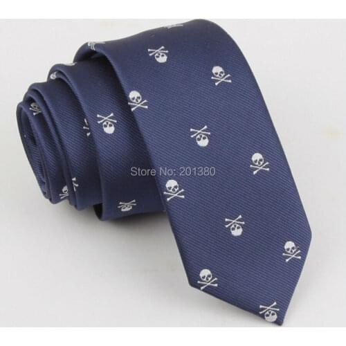 Skull Narrow Tie Navy Ties for Men 2019 New Neckwear Black Red