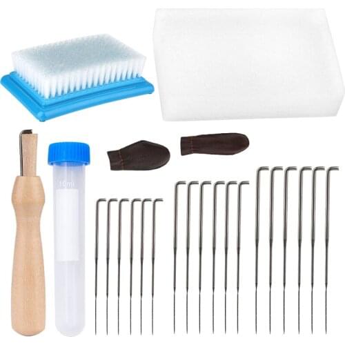 LMDZ 3 Sizes Felting Needles Wool Felt Tool Cowhide Finger Protector And Bottle DIY Craft Felt Tools With Wood Handle